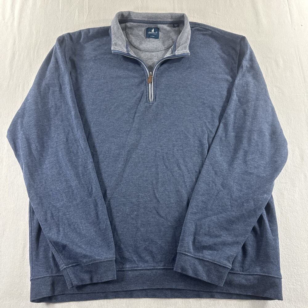 Johnnie-O Mens X Large Blue Modal Blend Quarter Zip Pullover Sweater Heathered X
